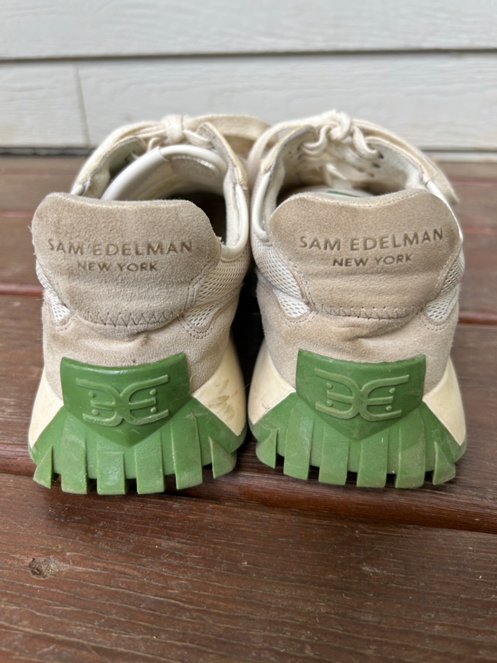 Sam Edelman Langley Beige and Green Athletic Sneakers, 8.5 - Picture 4 of 6